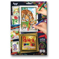 Danko Toys Раскраска по номерам. Pencil by numbers. Тигры