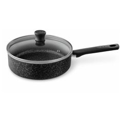 Сотейник Tefal Granit 04192224, 24 см, с крышкой, черный/серый