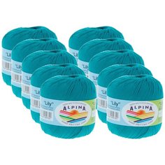 Пряжа Alpina Lily, 100 % хлопок, 50 г, 175 м, 10 шт., №139 бирюзовый