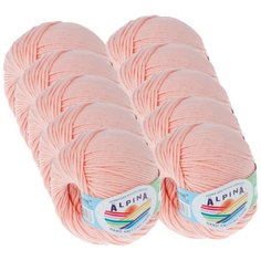 Пряжа Alpina Rene, 100 % хлопок, 50 г, 105 м, 10 шт., №011 персиковый
