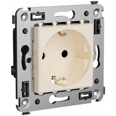 Розетка DKC4405003, 16 А, с защитной шторкой, с заземлением, ванильная дымка