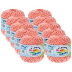 Пряжа Alpina Lena, 100 % хлопок, 50 г, 280 м, 10 шт., №18 персиковый