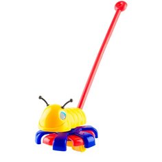 Каталка-игрушка Пластмастер Гусеница (12002) желтый/красный/синий