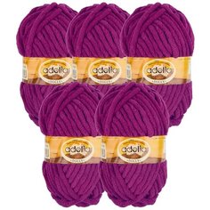 Пряжа Adelia Dolly однотонная, 100 % полиэстер, 100 г, 40 м, 5 шт., №29 т. фиолетовый
