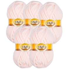 Пряжа Adelia Dolly однотонная, 100 % полиэстер, 100 г, 40 м, 5 шт., №28 молочный