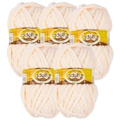 Пряжа Adelia Dolly однотонная, 100 % полиэстер, 100 г, 40 м, 5 шт., №19 сливочный