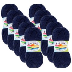 Пряжа Alpina Xenia, 100 % хлопок, 50 г, 240 м, 10 шт., №109 т.синий