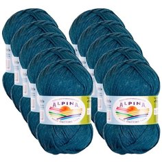 Пряжа Alpina Nori, 44 % хлопок, 56 % акрил, 50 г, 100 м, 10 шт., №07 морская волна