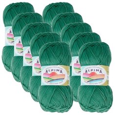 Пряжа Alpina Xenia, 100 % хлопок, 50 г, 240 м, 10 шт., №562 зелёный