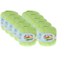 Пряжа Alpina Lily, 100 % хлопок, 50 г, 175 м, 10 шт., №145 яр.зеленый