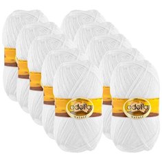 Пряжа Adelia Natali, 100 % акрил, 50 г, 300 м, 10 шт., №01 белый
