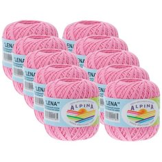 Пряжа Alpina Lena, 100 % хлопок, 50 г, 280 м, 10 шт., №25 розовый