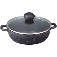 Сотейник Bekker Schwarzmarbel BK-3821, 28 см, с крышкой, черный