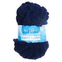 Пряжа Softino Softy plush maxi однотонный, 100 % полиэстер, 250 г, 22 м, сапфировый