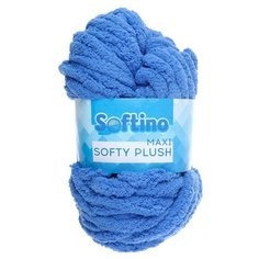 Пряжа Softino Softy plush maxi однотонный, 100 % полиэстер, 250 г, 22 м, васильковый