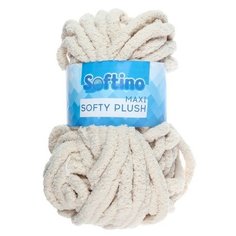 Пряжа Softino Softy plush maxi однотонный, 100 % полиэстер, 250 г, 22 м, бежевый жасмин