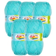 Пряжа Alpina Vera, 45 % хлопок, 55 % акрил, 100 г, 280 м, 5 шт., №06 голубой