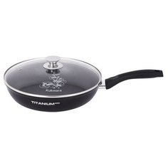 Сковорода Kukmara Titanium pro, 26 см, с крышкой, черный