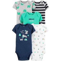 Набор боди Carters (5 шт.) размер 9M, белый/серый/зеленый/синий Carters