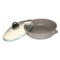 Сотейник Helper Granit G5228, 28 см, с крышкой, серый