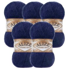 Пряжа Alize Angora Gold, 20 % шерсть, 80 % акрил, 100 г, 550 м, 5 шт., 58 темно-синий