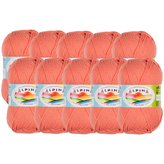 Пряжа Alpina Nana, 70 % хлопок, 30 % полиамид, 50 г, 105 м, 10 шт., 11 коралловый