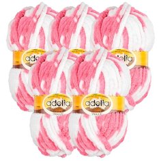 Пряжа Adelia Dolly секционного окрашивания, 100 % полиэстер, 100 г, 40 м, 5 шт., №16 бело-розовый