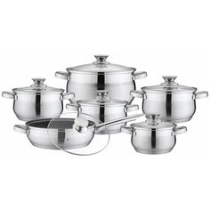 Набор посуды BOHMANN BH - 0522, 12 предметов. Размер: 1,9л, 2,6л, 2,6л, 3,6л, 6,1л, сковорода 2,9л