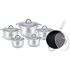 Набор посуды BOHMANN BH - 0922MRB. Объемы: 2,1л;2,1л;2,9л;3,9л;6.5л; ковш 3,3л