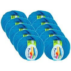 Пряжа Alpina Rene, 100 % хлопок, 50 г, 105 м, 10 шт., №3844 т.голубой