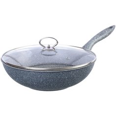Сковорода-вок Elan gallery Мрамор 120177, 28 см, с крышкой, серый