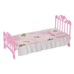 Кроватка для кукол с постельным бельем (розовая) Огонёк