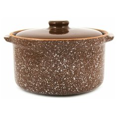 Горшок- сотейник 1,5л (мрамор коричневый) Ломоносовская Керамика