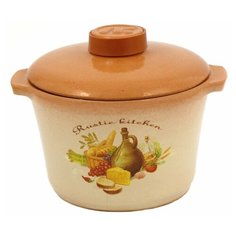 Кастрюля Ломоносовская Керамика Rustic Kitchen 0,5л с ручками и крышкой