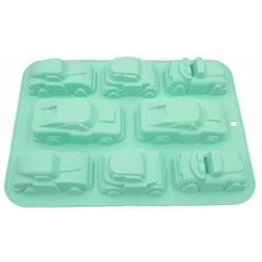 Форма для выпечки 8 кексов "Alpenkok" AK-6041S, мятная (машинки)