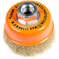 Щетка для УШМ, 75 мм, М14Х2, "чашка", латунированная витая проволока 0,3мм.// HARDEN