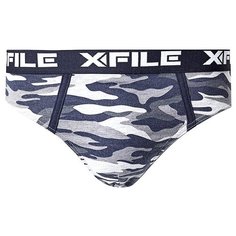 X-File Трусы слипы Antonio с профилированным гульфиком, размер 5-XL, blu/grigio