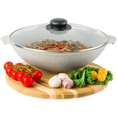 Сковорода ВОК 3 л 28 см Elan Gallery Гармония вкуса Серый агат с крышкой D28