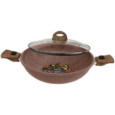 Panairo "Barbara" Сотейник 28см WOK с крышкой и двумя съемными ручками WOOD