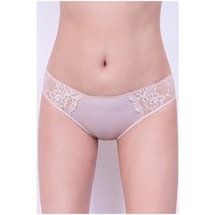 Lauma Трусы слипы средней посадки с кружевными вставками, размер 38, серебристый пион