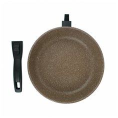 Сковорода литая алюминиевая СОЮЗ ТН, 22 см, CILICOL CERAMIC, шоколадный гранит, ручка съёмная