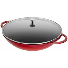 Вок Staub со стеклянной крышкой, вишневый, 30 см, 4,4 л 1312906