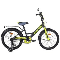 Black Aqua Велосипед двухколесный Fishka MATT 16" 1s, со светящимися колесами, хаки-лимонный