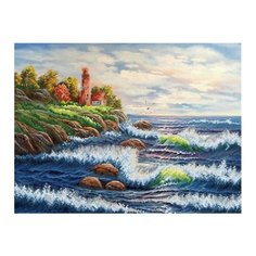 Набор для вышивания бисером "Шторм на море", 35x45 см Рыжий кот