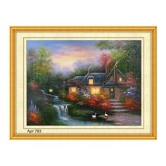 Набор для вышивания бисером "Милый домик в лесу", 27x35 см Рыжий кот