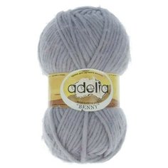 Пряжа Adelia "BENNY" 100% шерсть №723 св.серый (меланж) - 5 мотков по 100 г
