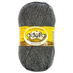 Пряжа Adelia "OLIVIA" 60% акрил, 40% шерсть №19 т.серый - 5 мотков по 100 г