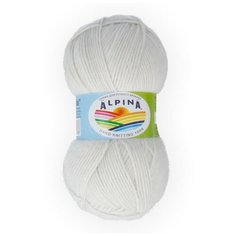 Пряжа Alpina "STELLA" 50% альпака, 45% мериносовая шерсть, 5% металлизированный полиамид с люрексом №80 БЕЛЫЙ (натуральный) - 3 мотка по 100 г
