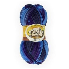 Пряжа Adelia "ZENA" 100% акрил №84 голубой,т.синий,т.сирень - 5 мотков по 100 г