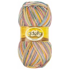 Пряжа Adelia "ZENA" 100% акрил №94 розовый-св.серый-желтый-св.бирюзовый - 5 мотков по 100 г